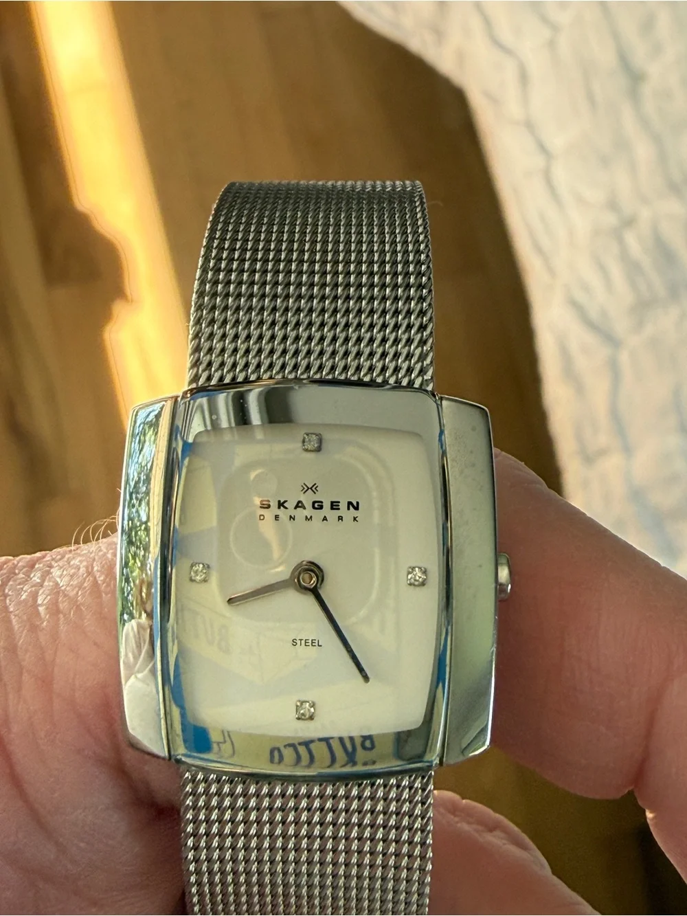 Skagen Women’s Silver Steel Mesh Watch - Silver/White Dial